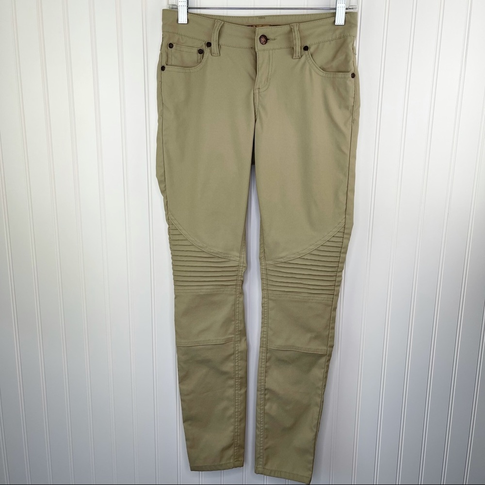 Prana Brenna Moto Skinny Pants In Dark Khaki Size 2